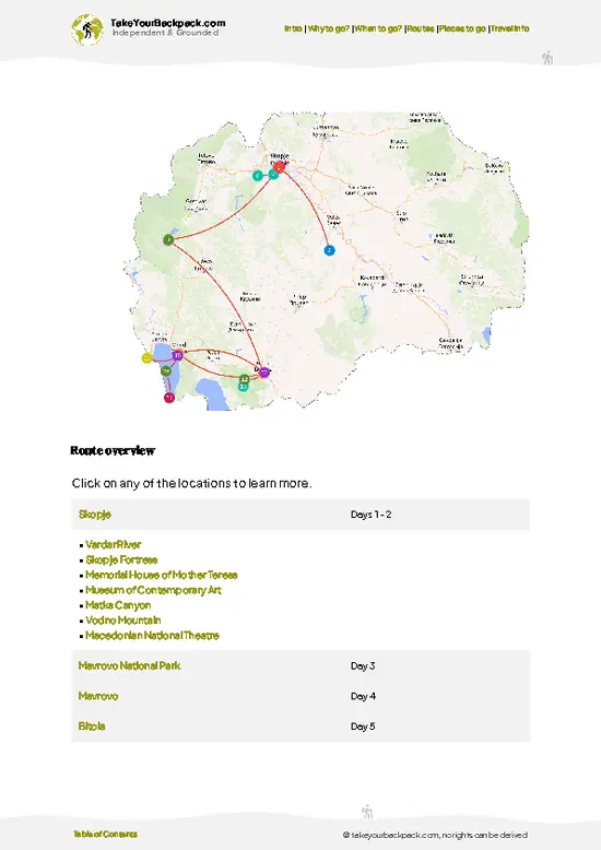 example page 4 from our offline Travel Guide for North Macedonia